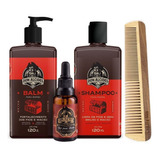 Kit Barba Negra - Balm Shampoo Óleo Pente Grande Don Alcides