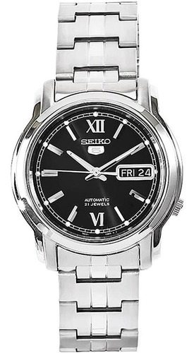 Seiko Snkk81 5 Reloj De Acero Inoxidable Con Esfera Negra