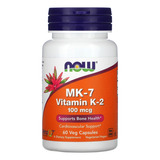 Now Foods Mk-7 Vitamina K-2 100mcg 60caps Veg No Brasil Sabor Sem Sabor