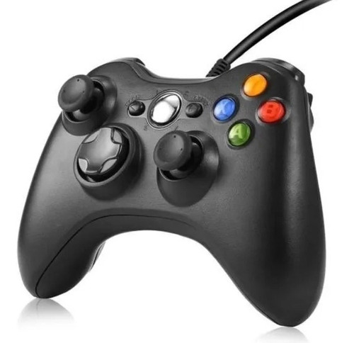 Controle Com Fio Preto Compativel Com Xbox 360 Slim Fat Pc