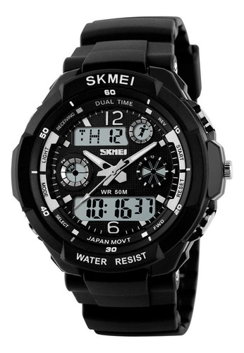 Reloj Hombre Skmei 0931 Sumergible Digital Alarma Cronometro Malla Negro Bisel Negro Fondo Negro