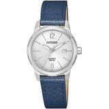 Citizen Lady Quartz Leather Blue Eu6070-19a ....... Dcmstore Color De La Correa Azul Color Del Bisel Plata Color Del Fondo Plata