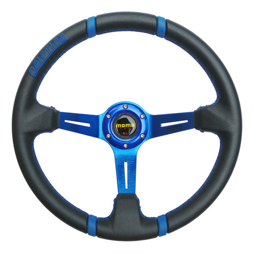 Volante Esportivo Momo Drifting Azul E Preto - Diâmetro 35cm