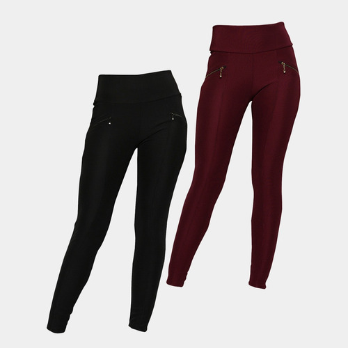 Kit 2 Calça Legging Gorgurao Leg Feminina Montaria Com Bolso