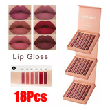 Set De Cosméticos Mate Para Labios De Larga Duración, 18 Pie