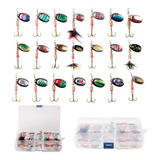 Kit 21 Señuelos De Pesca Cucharas + Caja De Pesca