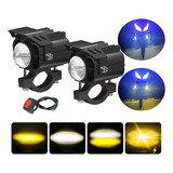 Par Faros Lupa Led Alta/baja Doble Color Estrobos Auto Moto