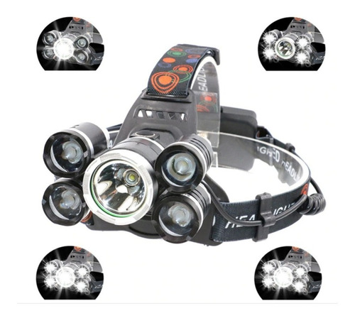 Linterna Led Recargable Minero Vincha 5 Cree T6 Usb 12v