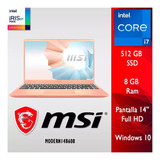 Notebook Msi Modern 14 Black 14 , Intel Core I7 1135g7  8gb 