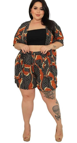 Kimono Feminino Plus Size Manga Verão Envio Imediato