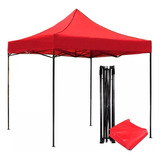 Carpa Con Toldo Plegable De Lona Para Jardín Y Exterior 2x2m Color Rojo