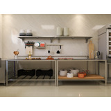 Bancada Mesa Industrial Resistente 100% Aço Inox Cozinha 120