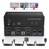 Hdmi + 2 Displayport Usb 3.0 Kvm Switch Triple Monitor ...