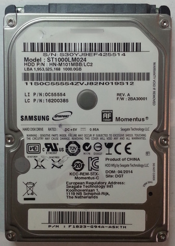 Disco Samsung St1000lm024 1tb Sata 2.5 - 1796 Recuperodatos