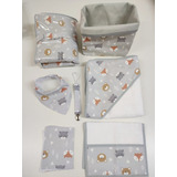 Set Regalo De Baño Bebes Toallon Cambiador Cesto 6 Piezas