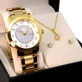 Relógio Champion Elegance Feminino - Cn26466w Cor Da Correia Dourado Cor Do Bisel Dourado Cor Do Fundo Dourado