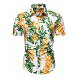 Camisa Manga Corta Hawaiana Con Estampado  Para Hombre