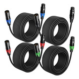 Aqool - Cables Xlr De 25 Pies, Chapados En Oro, 3 Pines, Ca.