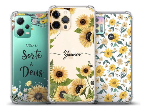 Capa Capinha Case Girassol Personalizada Escolha O Modelo