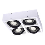 Aplique Plafon Box Ar111 Cardanico 4 Luces Led Blanco Negro