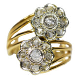 Anillo Europeo Doble Roseta Oro 18k Platino 950 Brillantes