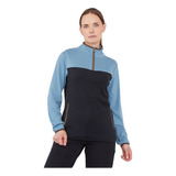 Polerón Outdoor Mujer Half Zipper Detalles Pu Azul Corona