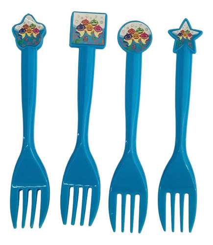 6 Tenedores De Plastico Para Fiesta Con Tema De Baby Shark