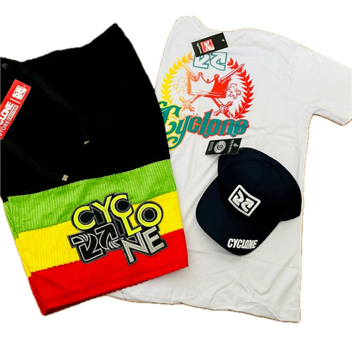 Bermuda De Veludo Cyclone Reggae Camiseta E Boné Verão 2024