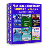 Pack Canva Editável 415 Artes Convites Aniversario Infantil
