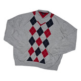 Sueter Tommy Hilfiger 2xl Gris Con Figuras