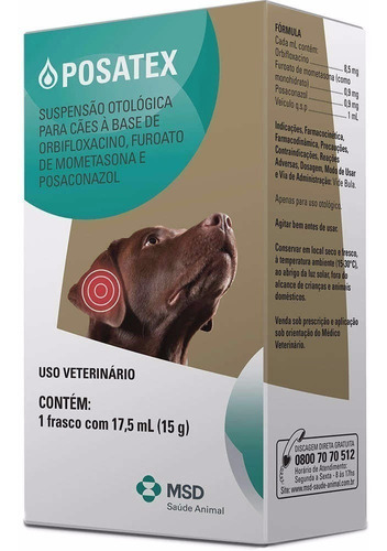 Posatex Remédio Para Otite Em Cães Anti-inflamatório 17,5ml