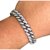 Pulseira Masculina Luxo Pronta Entrega Elos Cuban Cravejada