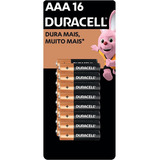 Pilha Alcalina Aaa Palito Duracell C/16 Unidades