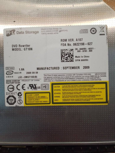 Unidad Óptica Dvd/cd±r/rw Hl Data Storage Dell Insp 1545