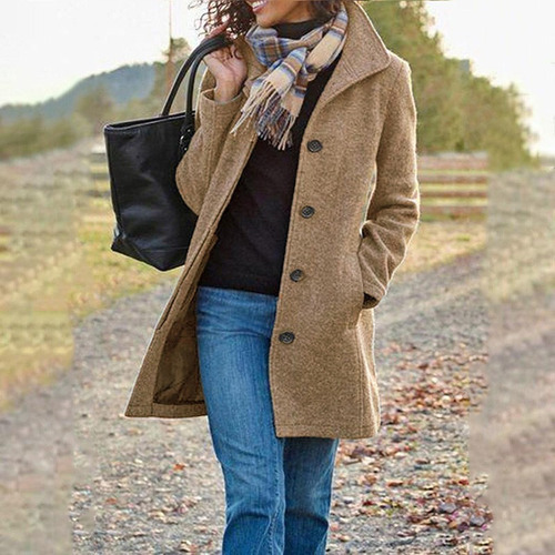 Chaqueta De Tweed Para Mujer, Abrigo Ajustado Sección Larga