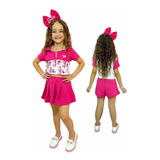 Conjunto Barbie Moda Blogueirinha T-shirts + Shorts Saia J0