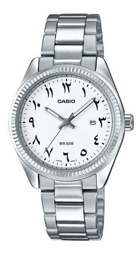 Reloj Pulsera Casio Reloj Ltp-1302d-7b3vdf, Para Mujer, Fondo Blanco, Con Correa De Acero Inoxidable Color Plateado