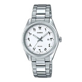 Reloj Pulsera Casio Reloj Ltp-1302d-7b3vdf, Para Mujer, Fondo Blanco, Con Correa De Acero Inoxidable Color Plateado