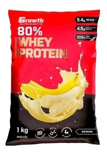 Whey Concentrado 80% Whey Protein - Growth Supplements Sabor Banana