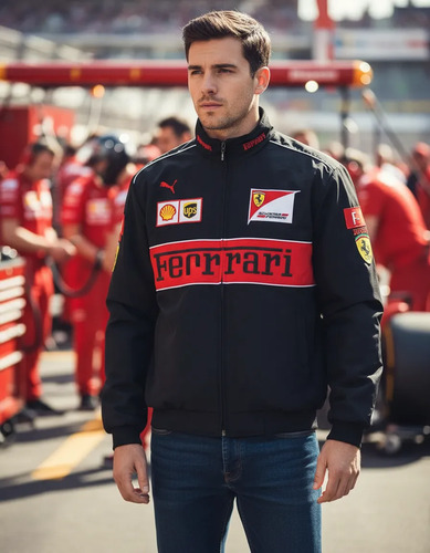 Aa F1 Ferrari Bordada Chaqueta, Ligera, Larga Manga, Style