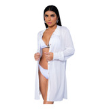 Camisa Feminina Saida De Praia Transparencia Longa R 128