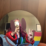 Espejo Circular Happy Face Decorativo Retro Colores 30cm Marco Lilac