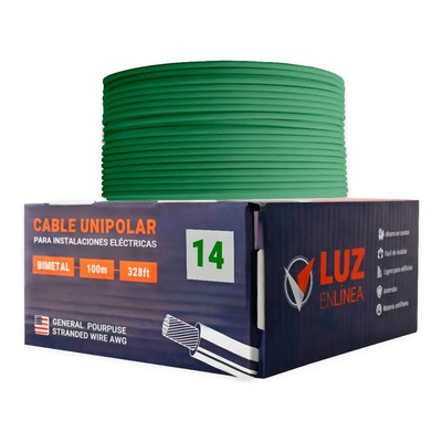 Cable Eléctrico Calibre 14 Thw Cca Verde, Caja Con 100m, Marca Luz En Linea, Modelo Lel-pro14-v | MercadoLibre