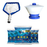 Kit Piscina 5 Pastilhas 5x1 +flutuador  Margarida + Peneira 