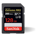 Cartao Memoria Sandisk Sdxc Extreme Pro U3 4k 200mb/s 128gb