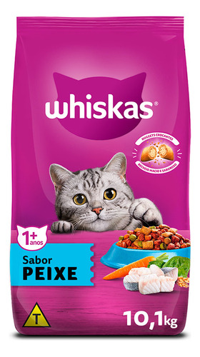 Whiskas Alimento Ração Seca Para Gatos Adultos Sabor Peixe Pacote 10kg