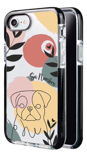 Funda Para iPhone Mujer Perro Pug Minimal Con Su Nombre