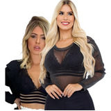 Promoção Top Renda + Body Tule Brilho Feminino  Envio 24h