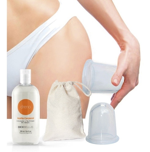 Kit Aceite Para Masajes + Ventosa Corporal Xl Para Celulitis