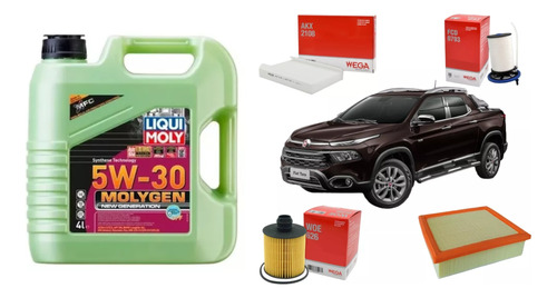 Kit Filtros Wega + Molygen 5w30 Pdf Toro Diesel 2.0 16v